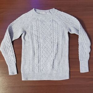 GAP Light Gray Cable Crewneck Sweater